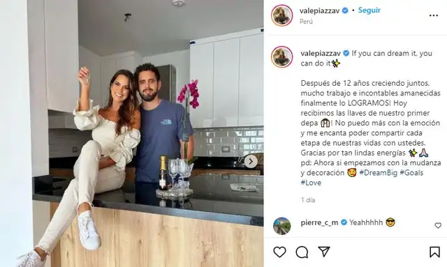 La modelo y su prometido acaban de comprar un departamento propio. Foto: Instagram Valeria Piazza
