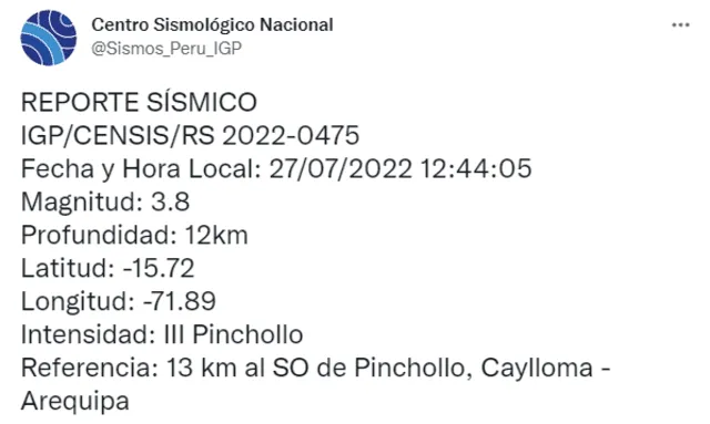 Sismo en Arequipa