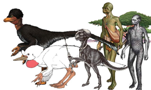 Según Rusell, los troodóntidos fueron una especie de dinosaurios carnívoros que pudieron haber desarrollado un cerebro más grande e inteligente. Foto: Tetzoo / Mette Aumala / C. M. Kösemen / John McLoughlin / Matt Collins / John Sibbick.