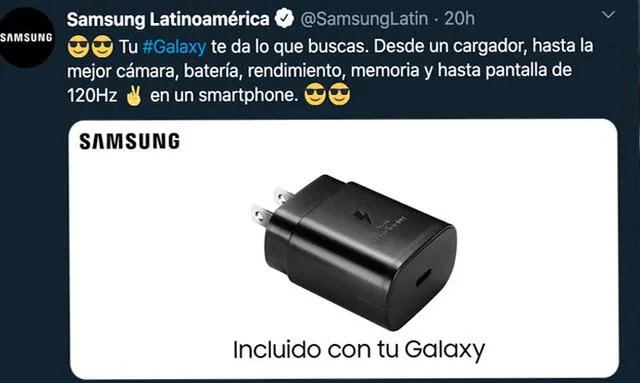 Mensaje de Samsung en Twitter. Foto: captura de Twitter