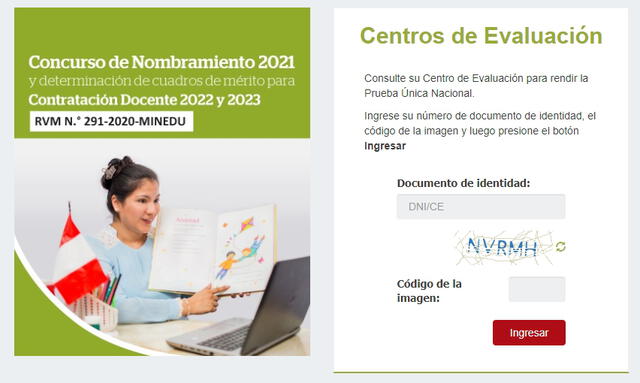 Centros de evaluación para el concurso de Nombramiento 2021. Foto: captura del Minedu