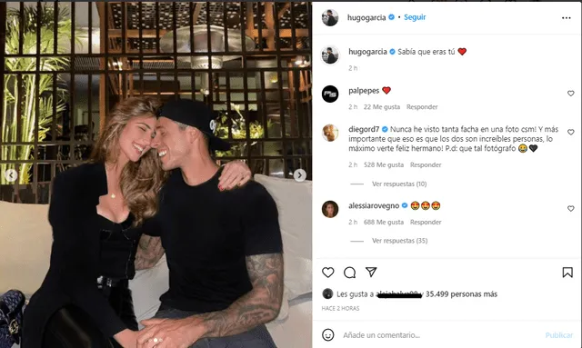 Hugo García luce bastante feliz al lado de su nueva pareja Alessia Rovegno. Foto: Hugo García/Instagram.