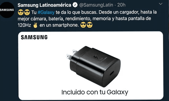  Mensaje de Samsung tras lanzamiento del iPhone 12. Foto: captura de Twitter   