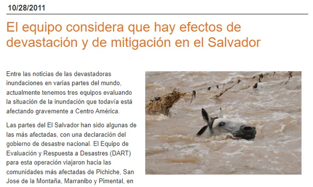  Imagen 2 data de al menos del 2011. Foto: captura en web / Animals in Disasters.<br><br>    