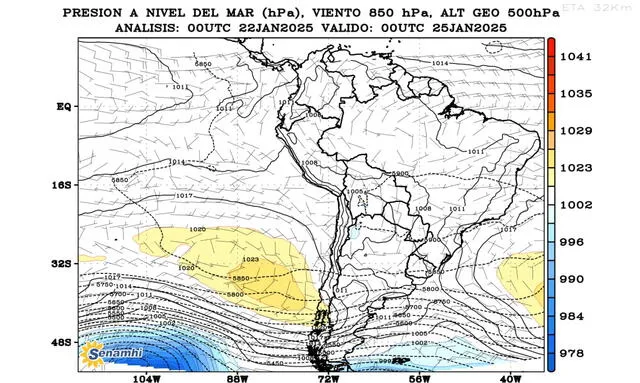 Anticiclón del Pacífico Sur se aproxima al continente en pleno verano. Foto: Senamhi   