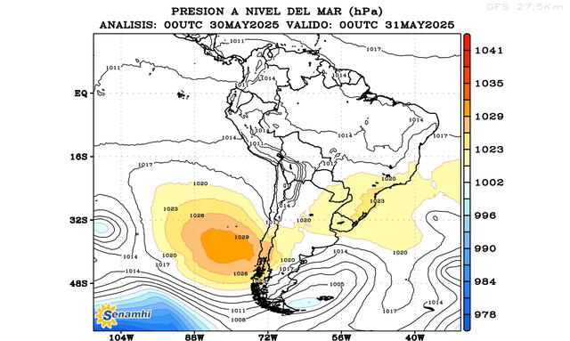 Imagen sobre el Anticiclón del Pacífico Sur