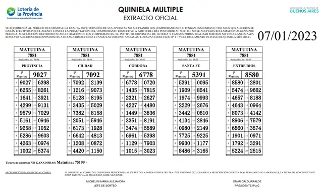 Quiniela extracto oficial Quiniela extracto oficial