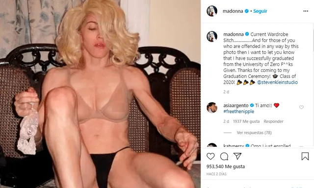 Madonna muestra un seno en Instagram y no la censuran.