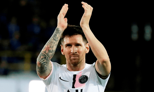 Lionel Messi disputó su primer partido completo con la camiseta del PSG frente a Brujas. Foto: EFE