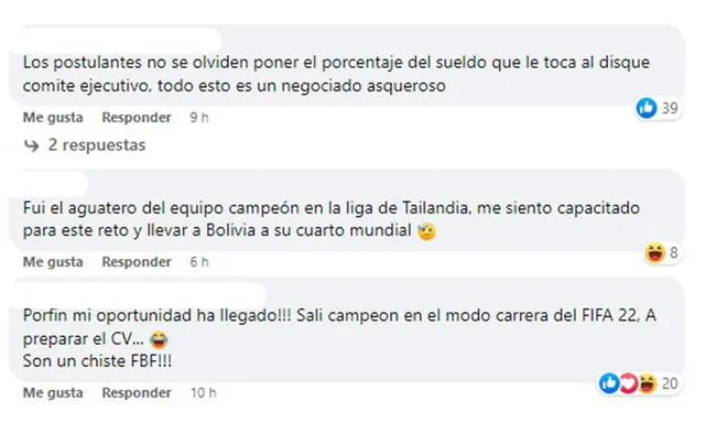 Comentarios de los aficionados bolivianos no se hicieron esperar. Foto: captura Facebook/ FBF