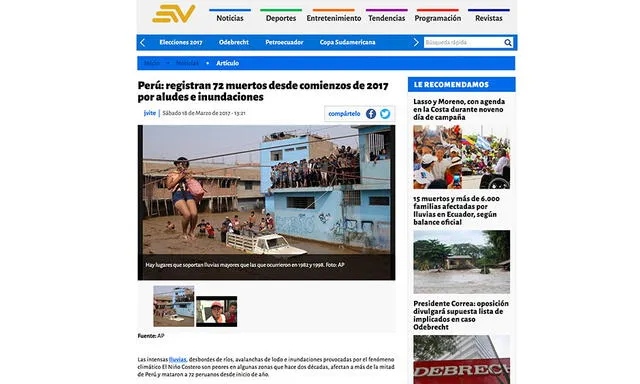Medios internacionales informan así sobre huaicos en Perú | FOTOS