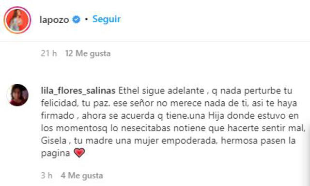 Usuarios respaldan a Ethel Pozo Foto: Instagram Usuarios respaldan a Ethel Pozo Foto: Instagram