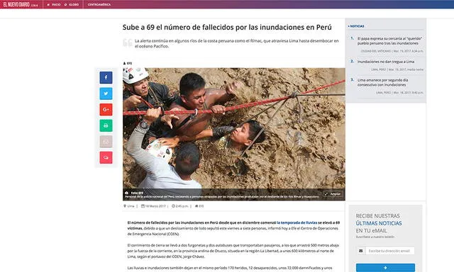 Medios internacionales informan así sobre huaicos en Perú | FOTOS