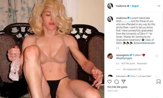 Madonna se luce en transparencias. Foto: Instagram. Madonna se luce en transparencias. Foto: Instagram.