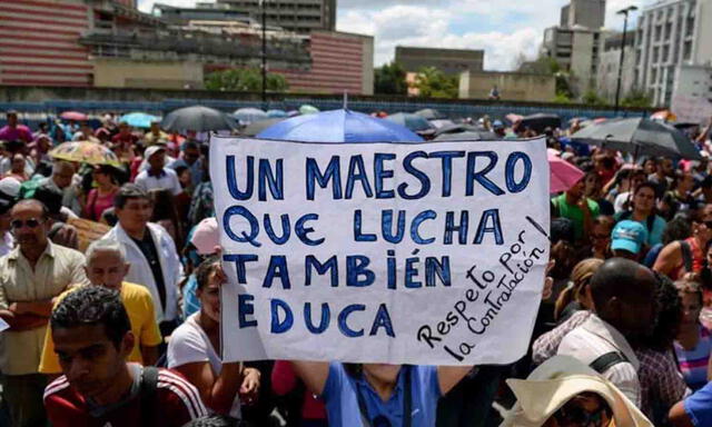 Mientras esperan su pago de enero del 2023, los docentes vienen protestando desde hace semanas en Venezuela. Foto: difusión