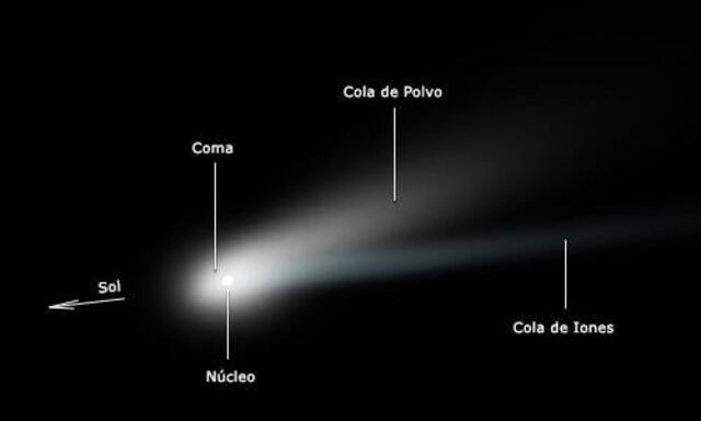  Gráfico de un cometa y sus partes. Foto: Pinterest   