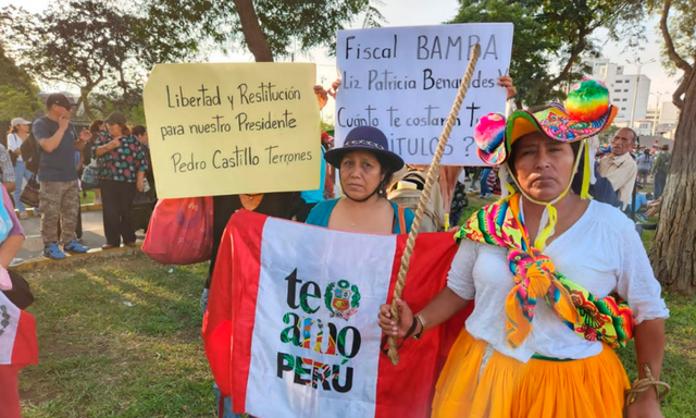  Los protestantes también se movilizaron para exigir justicia por los fallecidos durante las marchas en contra del Gobierno. Foto: Paolo Zegarra - La República.    