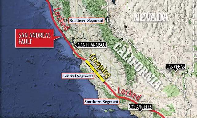 La Falla de San Andrés es la causante de los sismos registrados en la costa oeste de Estados Unidos. Foto: geologyin    