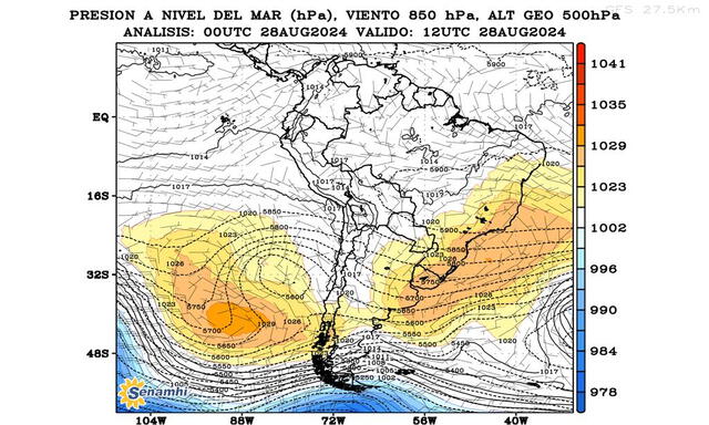 Anticiclón del Pacífico Sur se intensifica. Foto: Senamhi   