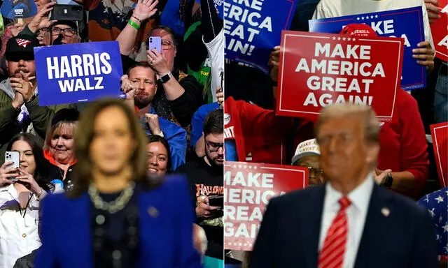 Harris y Trump se encuentran empatados en las intenciones de votos, según las últimas encuestas. Foto: AFP   