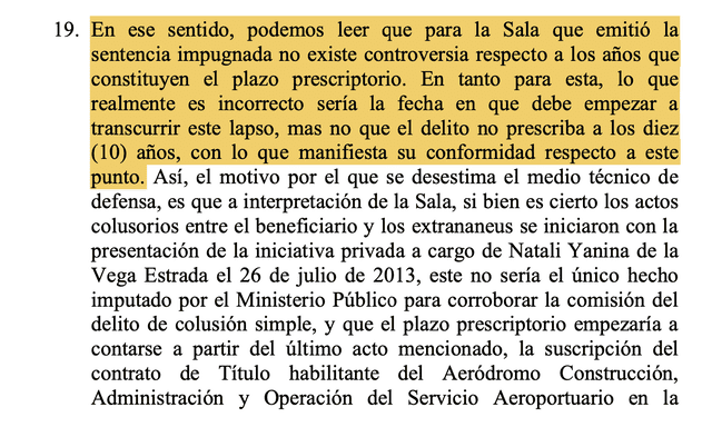 Fundamento 19 de la sentencia del TC a favor de Vladimir Cerrón.   