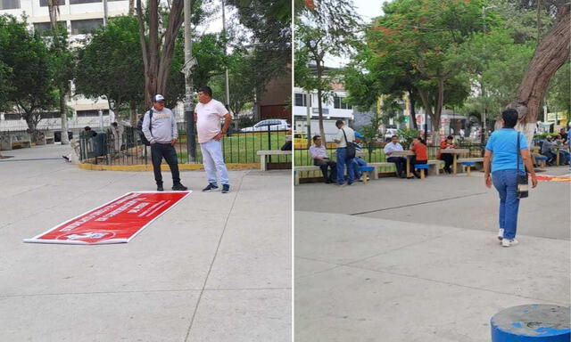 Personas con pancarta esperando el inicio de movilización en Piura. Foto: Composición LR/Maribel Mendo-URPI LR Personas con pancarta esperando el inicio de movilización en Piura. Foto: Composición LR/Maribel Mendo-URPI LR