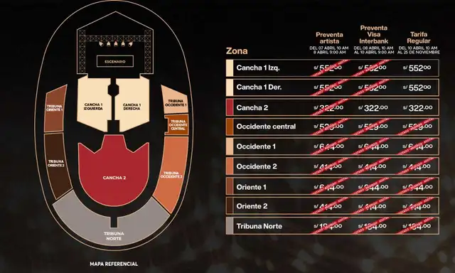 Precios de entradas. Foto: Instagram Precios de entradas. Foto: Instagram