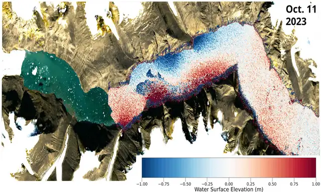 Megatsunami con mediciones de la altura de la superficie del mar observadas de la ola que sacudió la Tierra. Foto: Nature