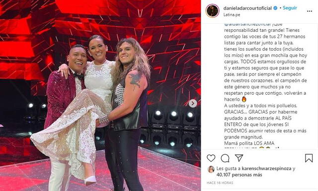 Daniela Darcourt dedica tierno mensaje a Aldair Sánchez. Foto: Daniela Darcourt/ Instagram