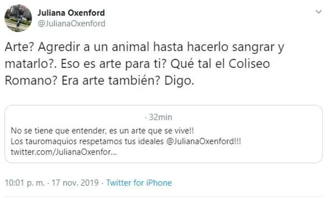 Primera respuesta de Julian Oxenford en Twitter