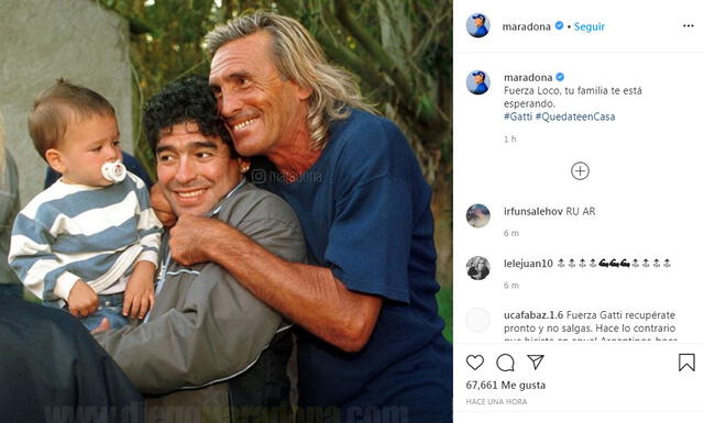 Maradona le dedicó emotivas palabras a Gatti tras contagiarse de coronavirus. Foto: Instagram