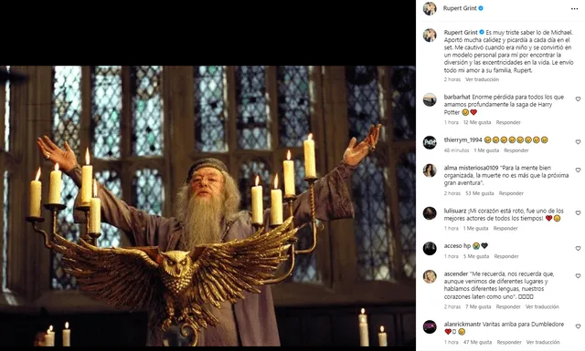  'Harry Potter': así se despidió Rupert Grint de Michael Gambon. Foto: captura Instagram   