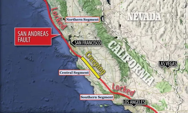 <strong>Falla de San Andrés causante de los constantes sismos en California. Foto: geologyin </strong> 