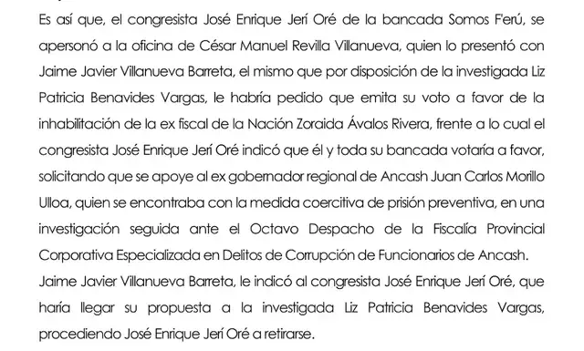  Declaración de Jaime Villanueva. Créditos: Infobae 