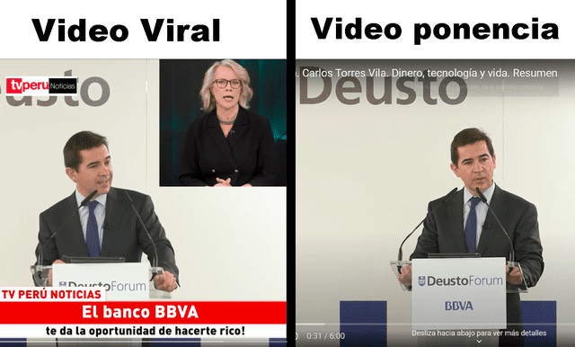 Comparación entre el video viral y el de la ponencia