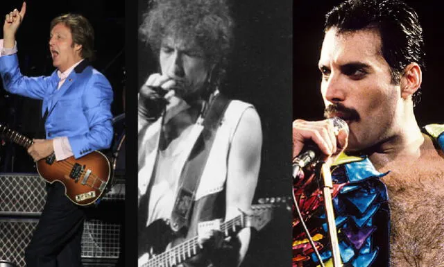 Paul McCartney, Bob Dylan y  Freddie Mercury