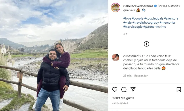 Isabel Acevedo feliz en su viaje con su novio Rodney Rodríguez. Foto: Isabel Acevedo/Instagram.