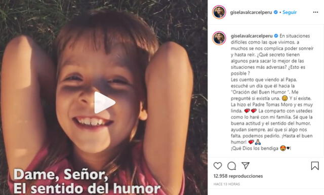 Publicación de Gisela Valcárcel Foto: captura