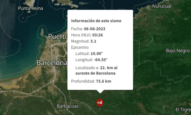 Último temblor registrado en Venezuela HOY, 6 de agosto. Foto: Funvisis   