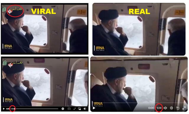 <em> Comparación de inconsistencias entre el video viral (izquierdo) y el real (derecha). Foto: captura de Facebook</em>   