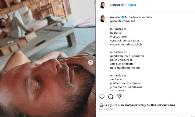 Publicación realizada por Stephanie Cayo al actor Sebastián Zurita. Foto: Instagram. 