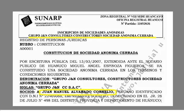 Sunarp confirma que empresas que facturaron al Estado  por S/ 203 millones son de la familia del candidato Alvarado