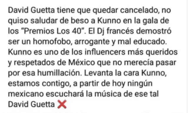 Fans de Kunno ‘cancelan’ a David Guetta por “homofóbico y arrogante”: “No lo quiso saludar”