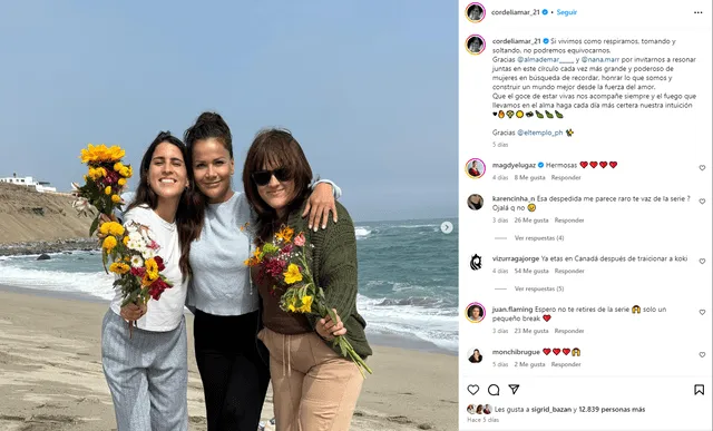 Mónica Sánchez acompañada de sus hijas. Foto: Instagram/Mónica Sánchez   