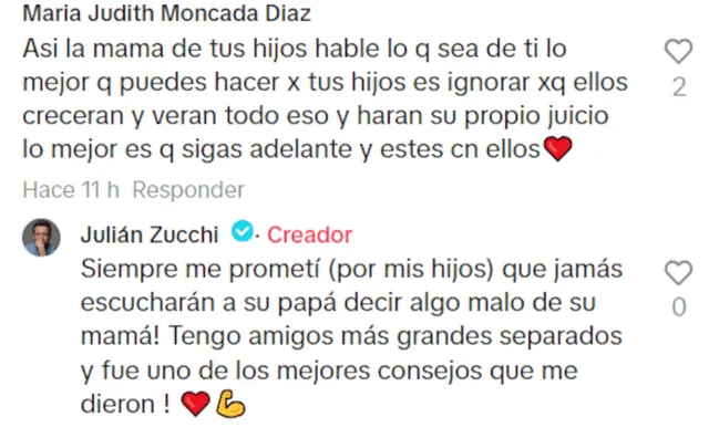 Julián Zucchi asegurando que le prometió a sus hijos que jamás hablaría mal de Yiddá. Foto: Tiktok.   