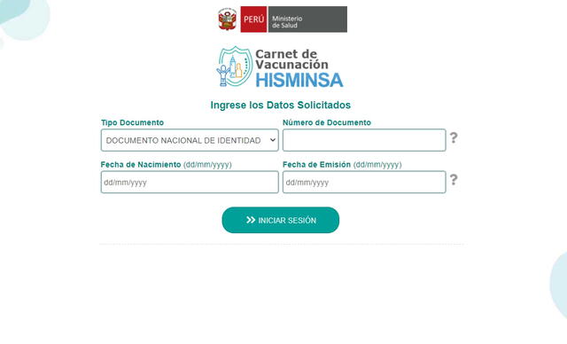 Página del Minsa para descargar el certificado de carnet digital. Foto: Minsa