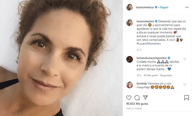 Lucero muestra en Instagram sus arrugas.