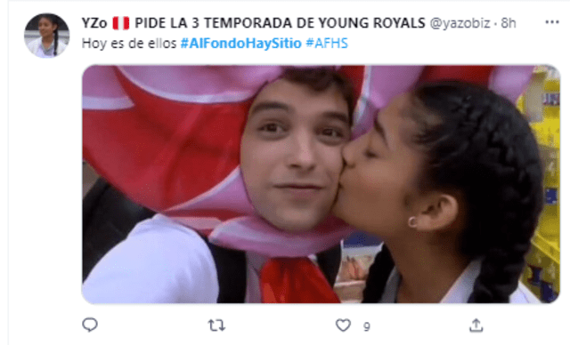 Usuarios reaccionan ante beso entre July y Cristóbal Montalbán. Foto: Twitter