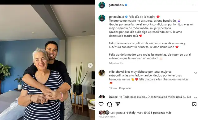 Rodrigo Cuba y su publicación por el Día de la Madre. Foto: captura de Instagram Rodrigo Cuba y su publicación por el Día de la Madre. Foto: captura de Instagram