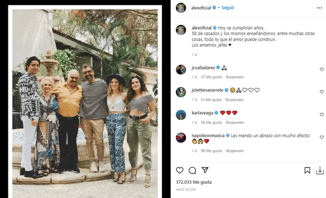 Alejandro Fernández conmemoró aniversario de sus padres. Foto: Alejandro Fernández/Instagram.